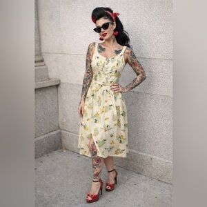 Voodoo Vixen | Vintage-Style Cactus, Bird Print Midi Dress  Small NWOT